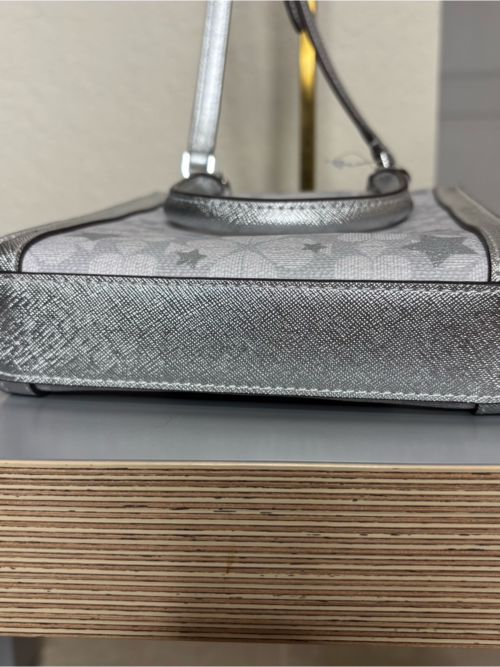 Kate Spade KJ957 Flower Star Toss Small Tote Crossbody In Platinum Grey NWOT - Picture 7 of 14